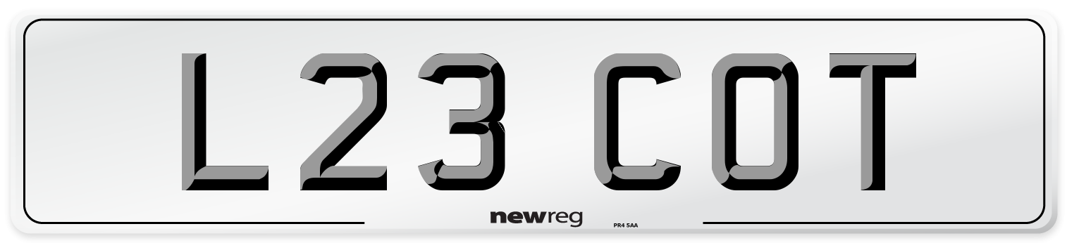 L23 COT Front Number Plate