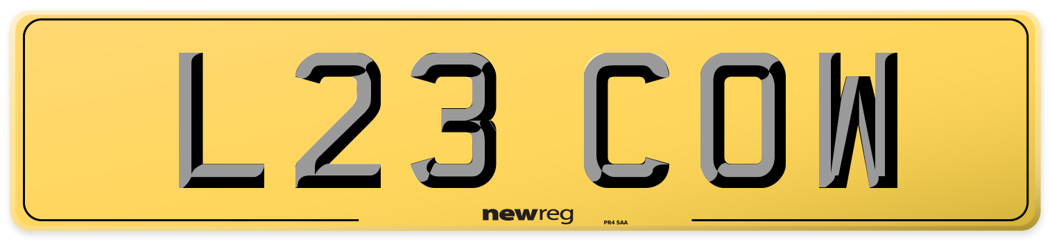 L23 COW Rear Number Plate