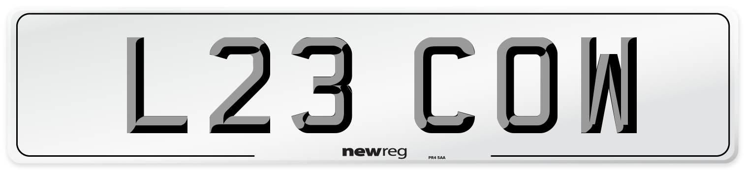 L23 COW Front Number Plate