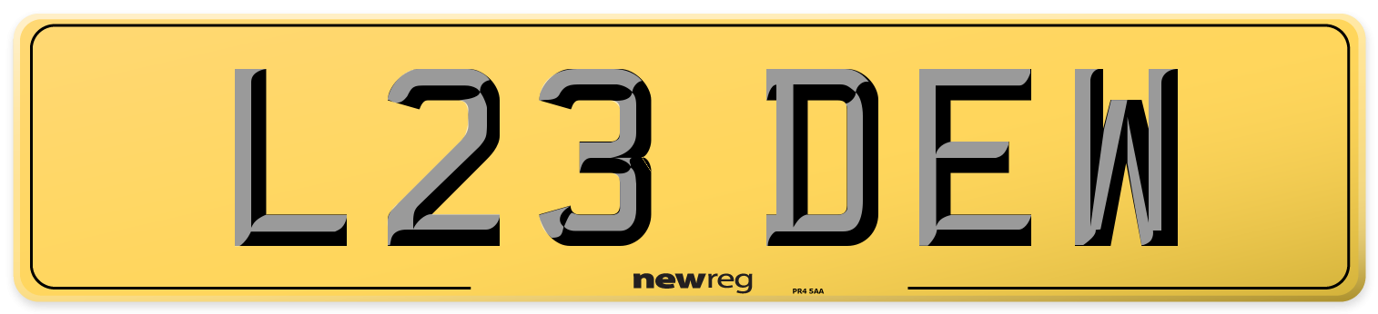 L23 DEW Rear Number Plate