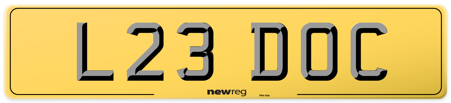 L23 DOC Rear Number Plate