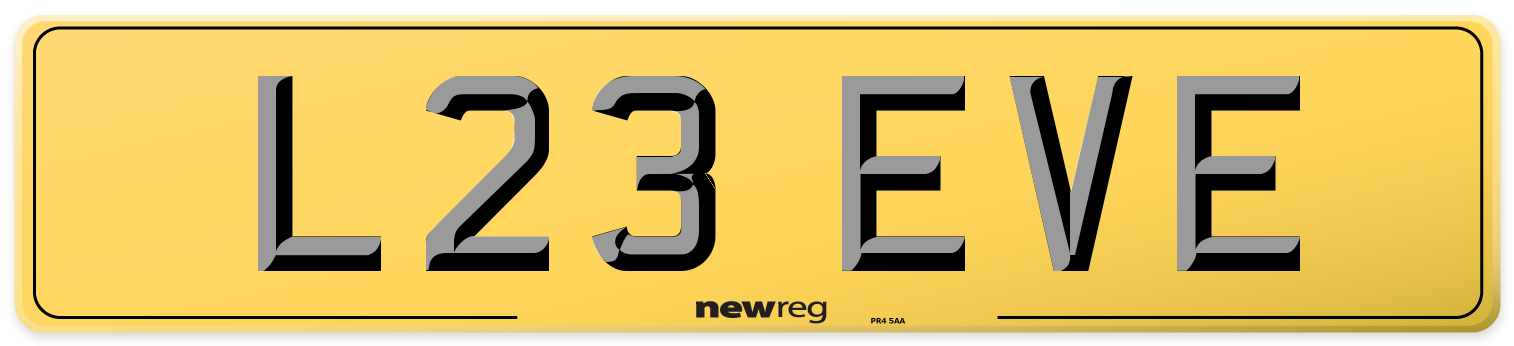 L23 EVE Rear Number Plate
