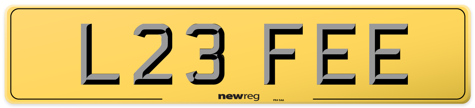 L23 FEE Rear Number Plate