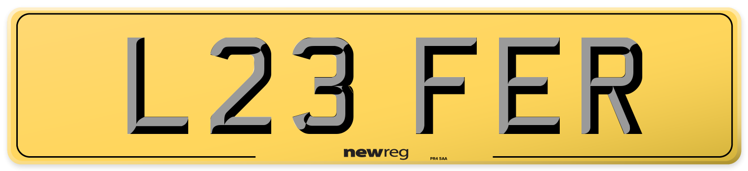L23 FER Rear Number Plate