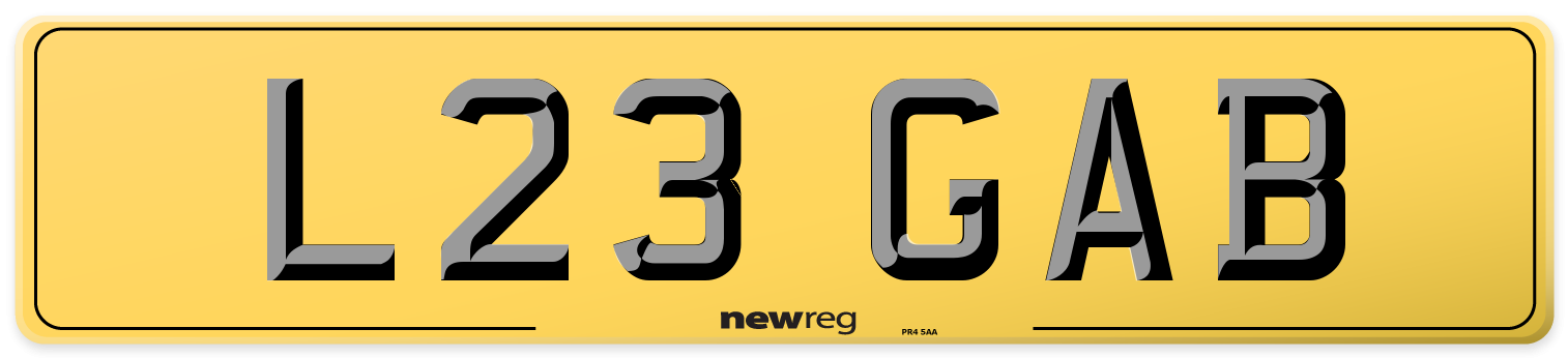L23 GAB Rear Number Plate