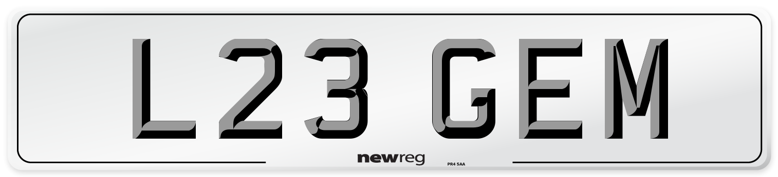 L23 GEM Front Number Plate