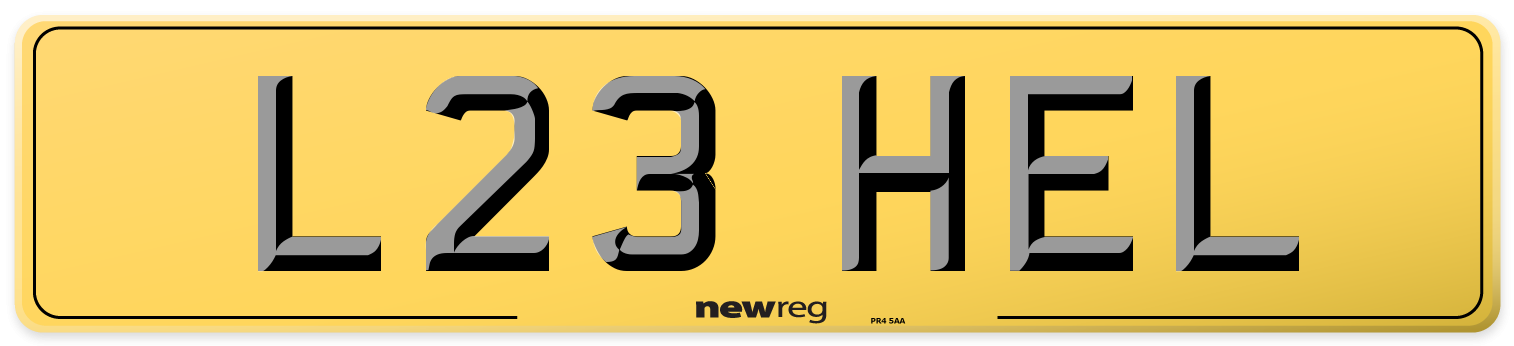 L23 HEL Rear Number Plate