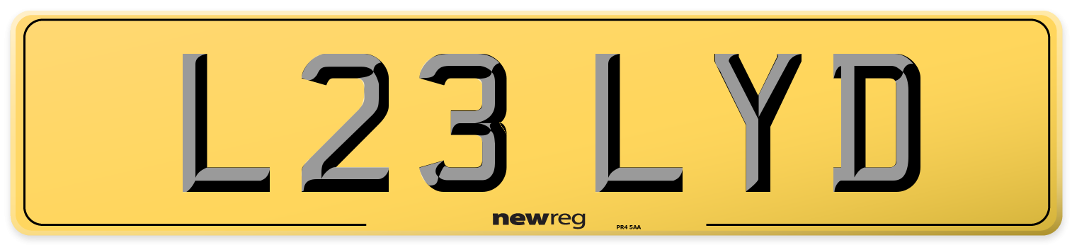 L23 LYD Rear Number Plate
