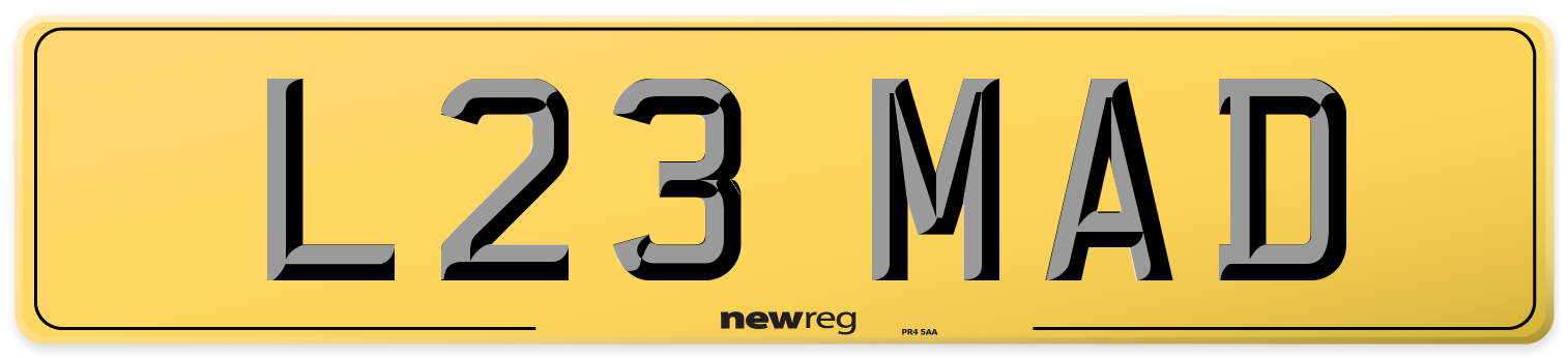L23 MAD Rear Number Plate
