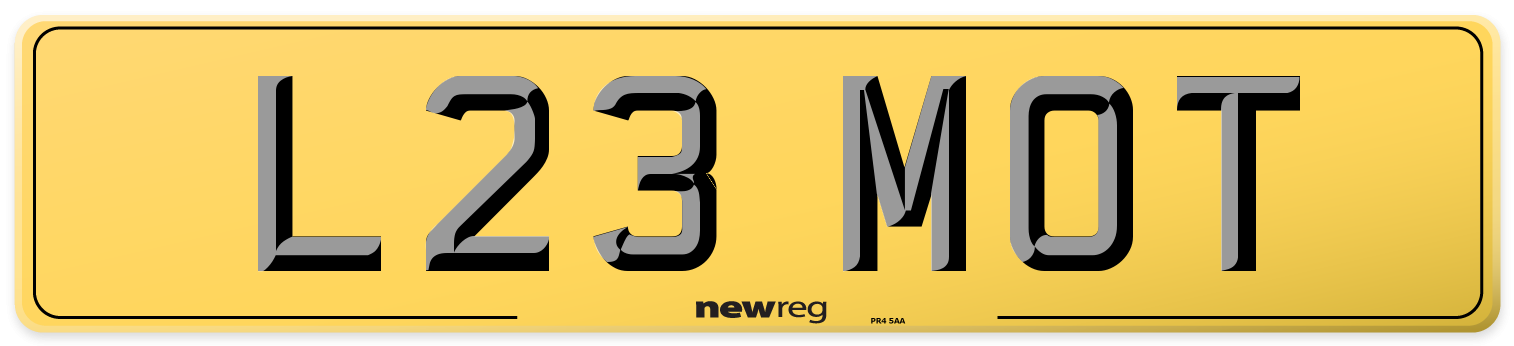 L23 MOT Rear Number Plate