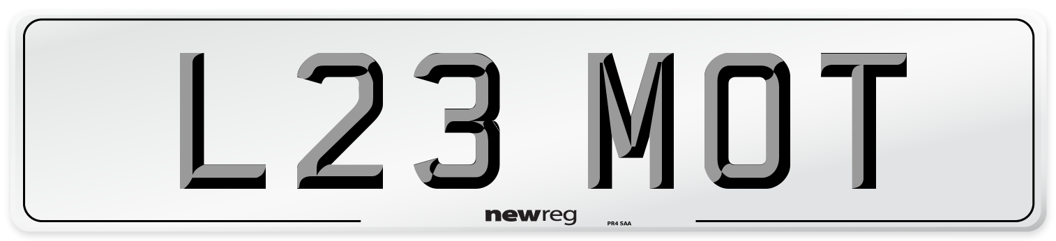 L23 MOT Front Number Plate