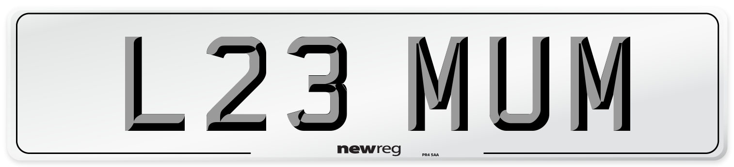 L23 MUM Front Number Plate