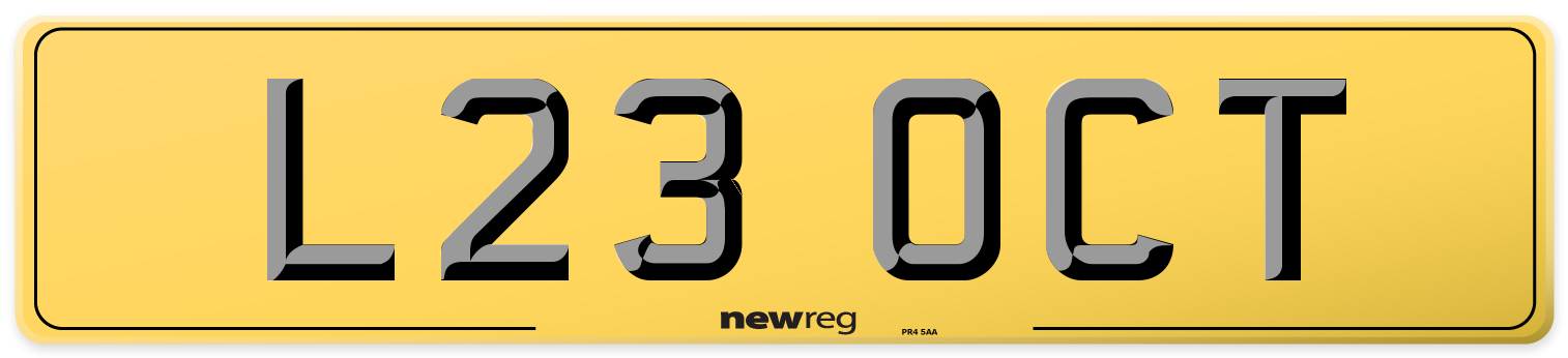L23 OCT Rear Number Plate