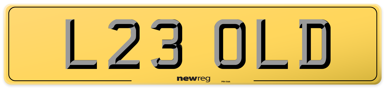 L23 OLD Rear Number Plate