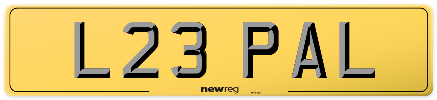 L23 PAL Rear Number Plate