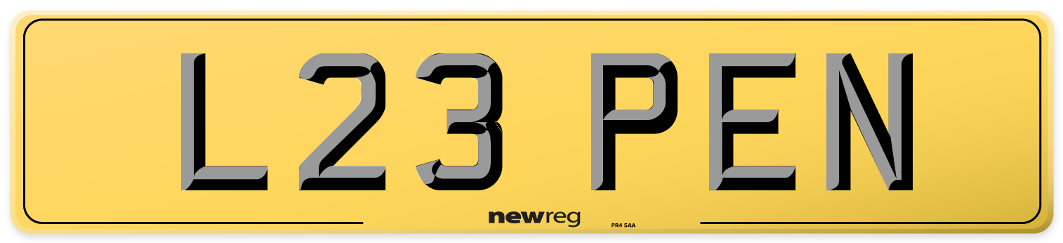 L23 PEN Rear Number Plate