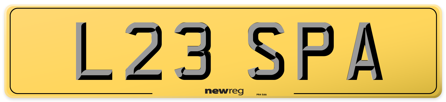 L23 SPA Rear Number Plate