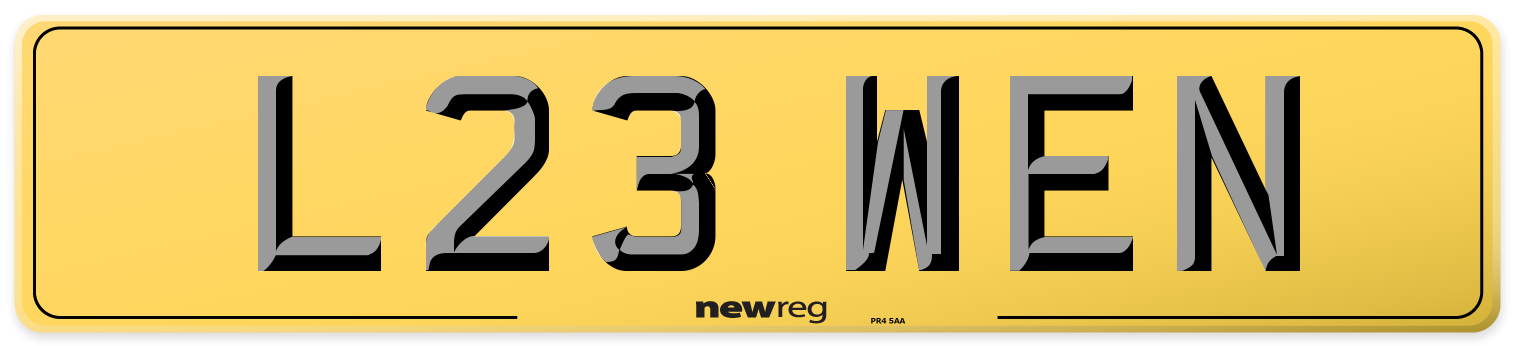 L23 WEN Rear Number Plate