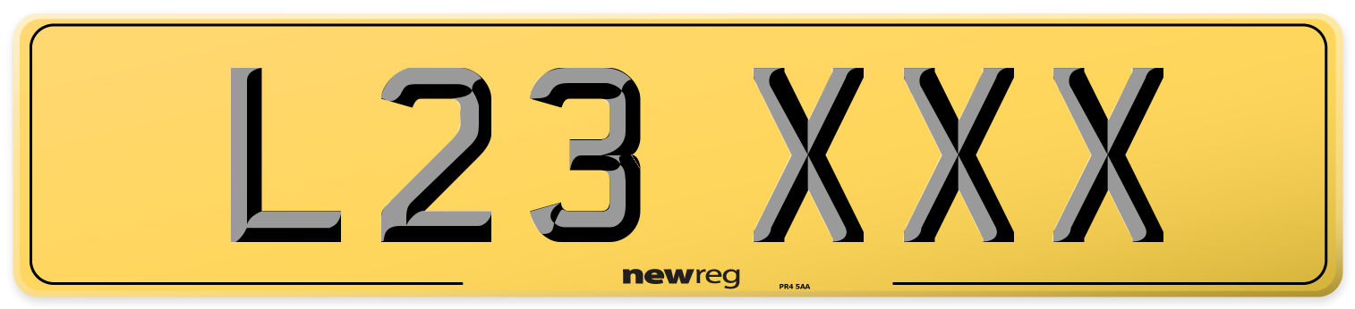 L23 XXX Rear Number Plate