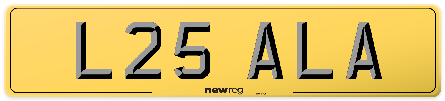 L25 ALA Rear Number Plate