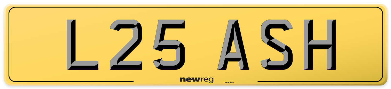 L25 ASH Rear Number Plate