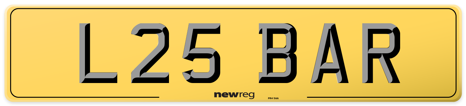 L25 BAR Rear Number Plate
