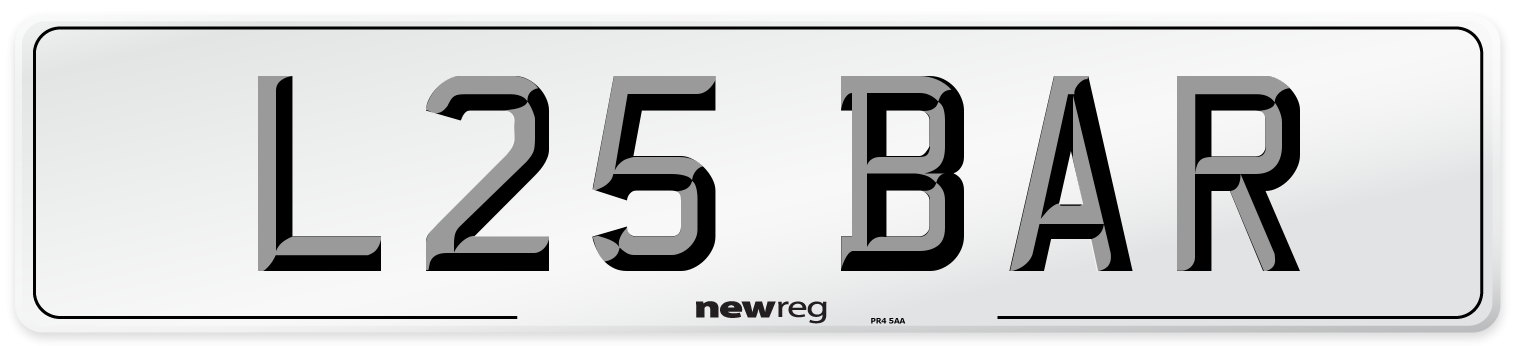 L25 BAR Front Number Plate