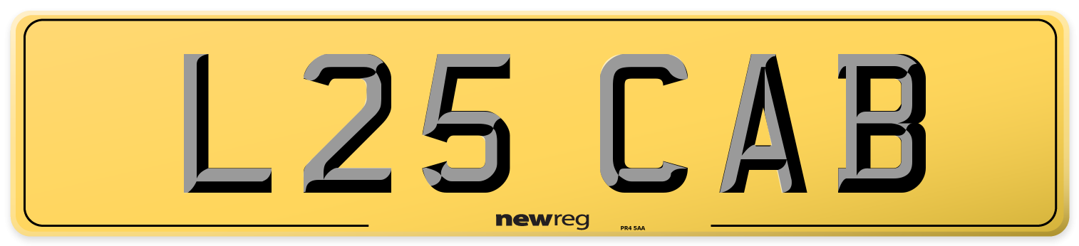 L25 CAB Rear Number Plate