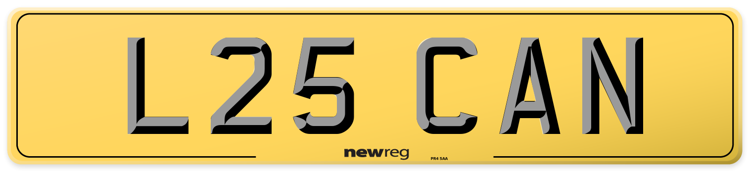 L25 CAN Rear Number Plate