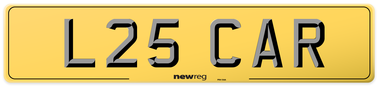 L25 CAR Rear Number Plate