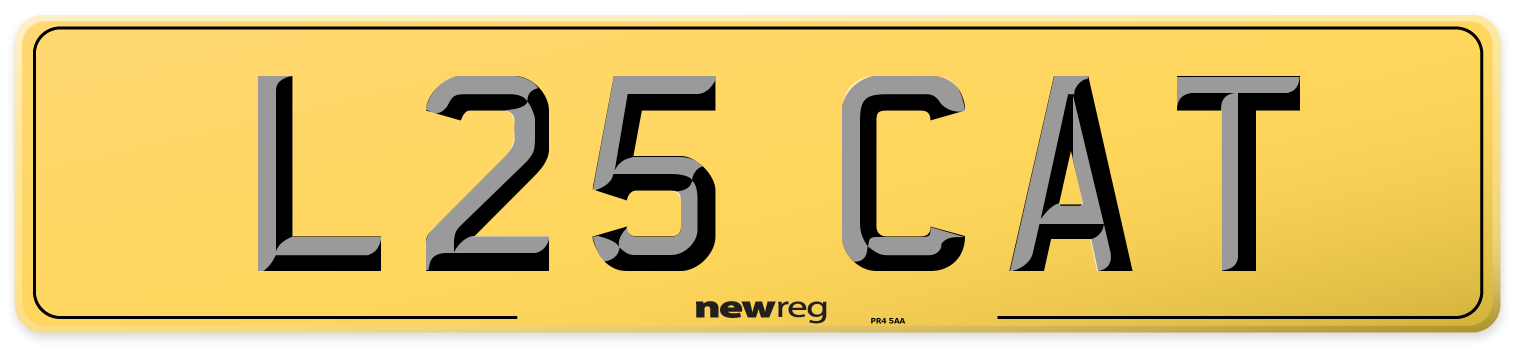 L25 CAT Rear Number Plate