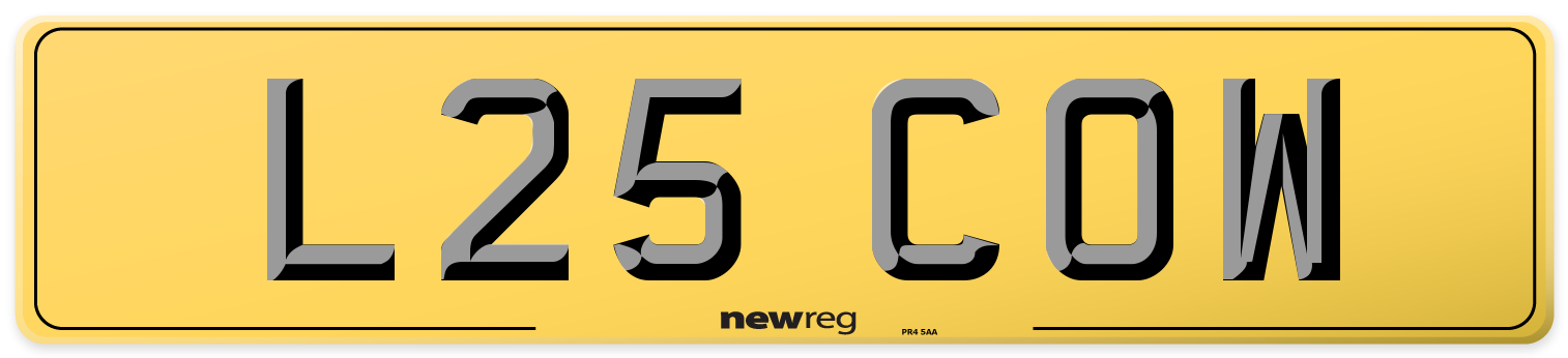 L25 COW Rear Number Plate