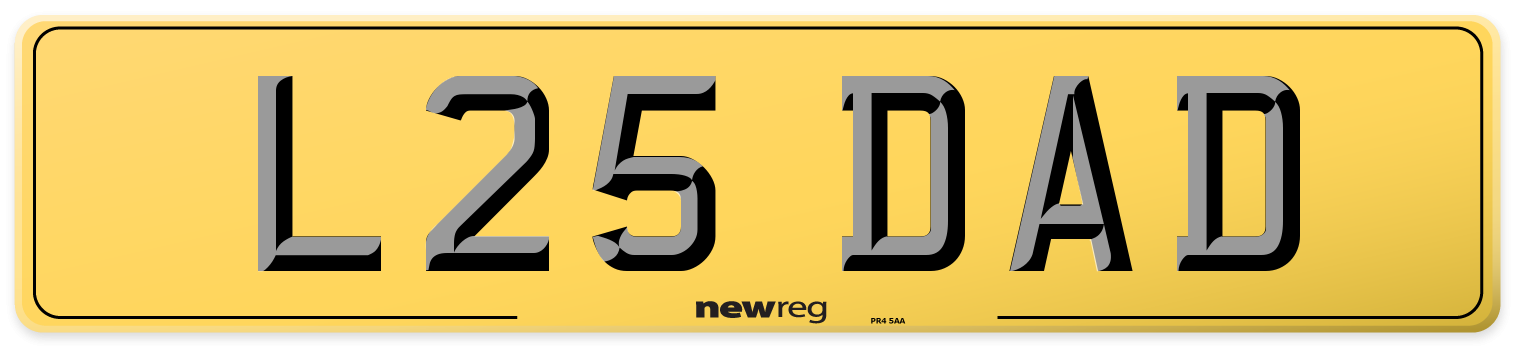 L25 DAD Rear Number Plate