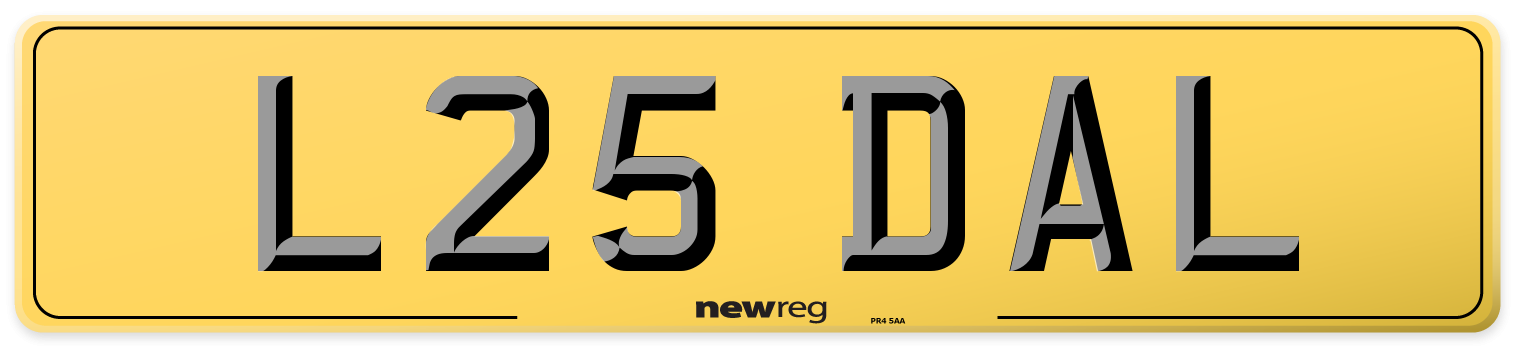 L25 DAL Rear Number Plate