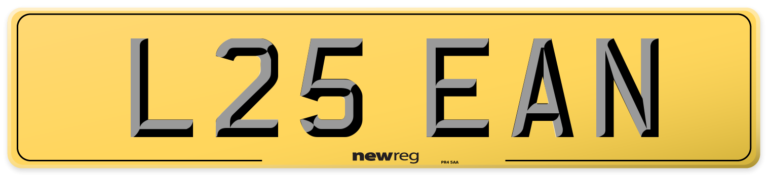 L25 EAN Rear Number Plate