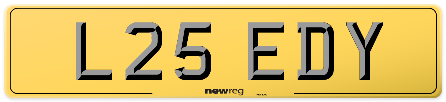 L25 EDY Rear Number Plate