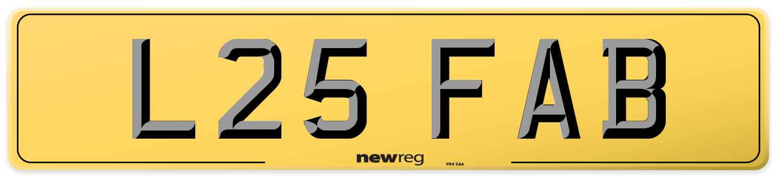 L25 FAB Rear Number Plate