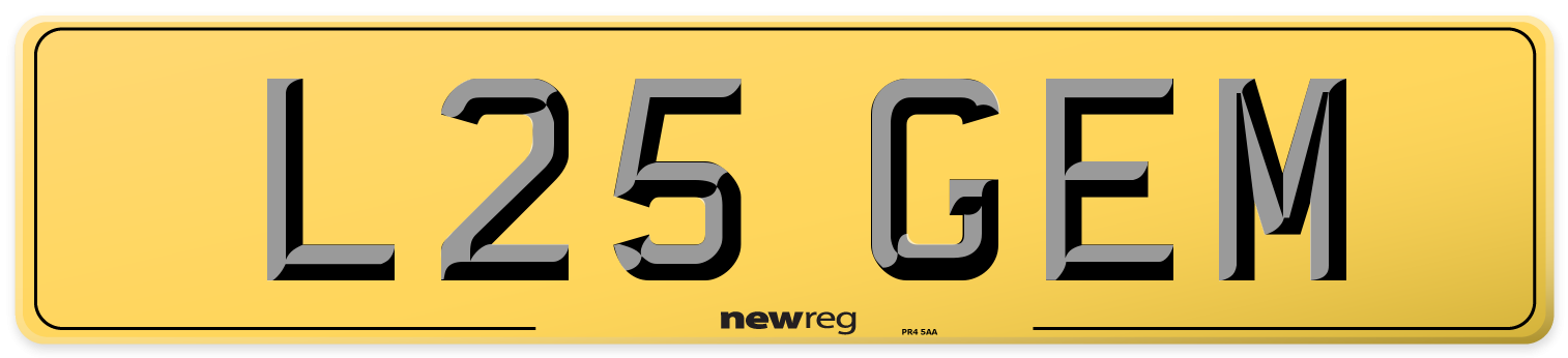 L25 GEM Rear Number Plate