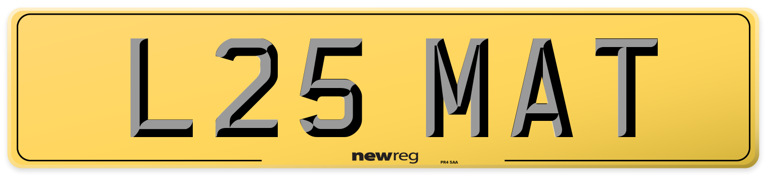 L25 MAT Rear Number Plate