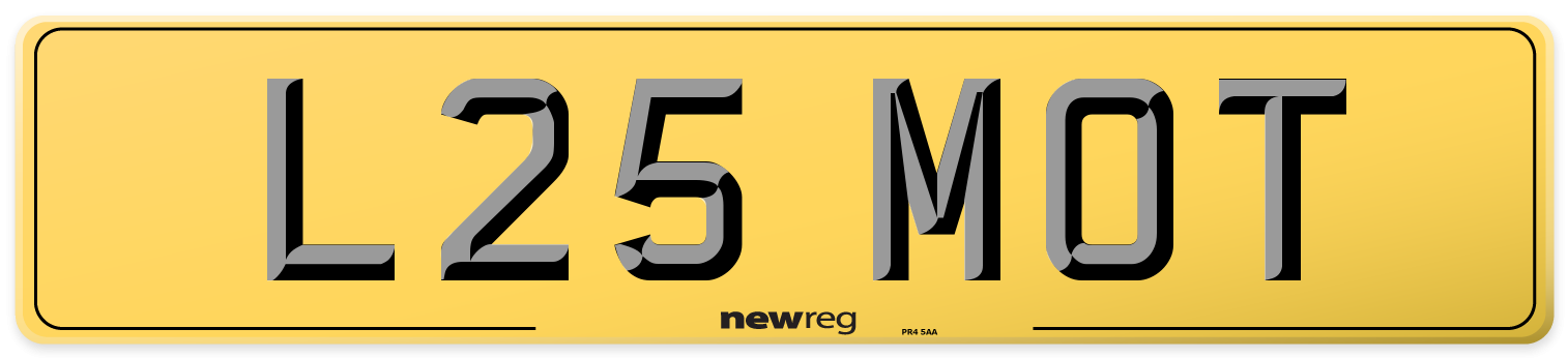 L25 MOT Rear Number Plate