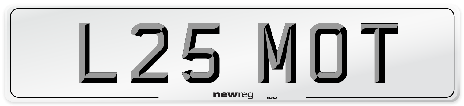 L25 MOT Front Number Plate