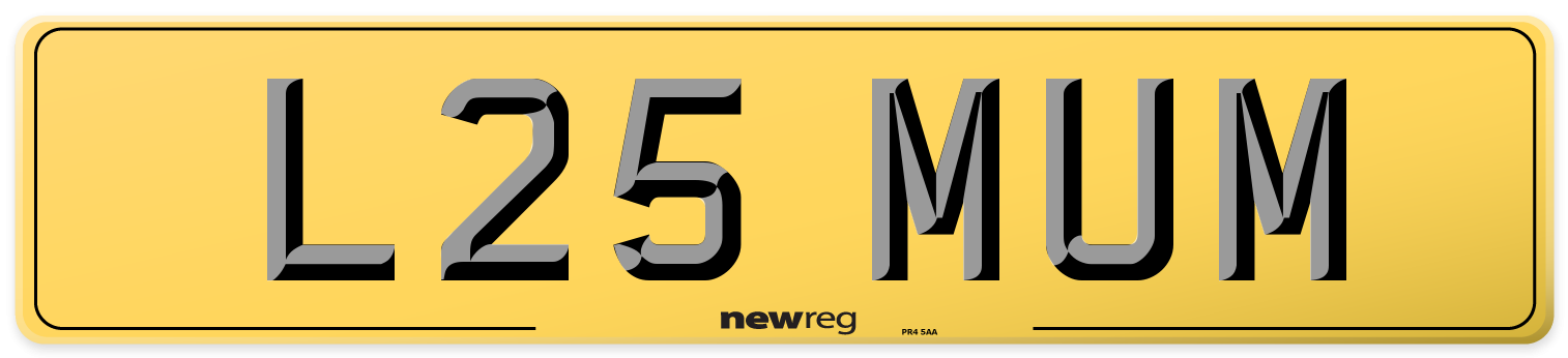 L25 MUM Rear Number Plate