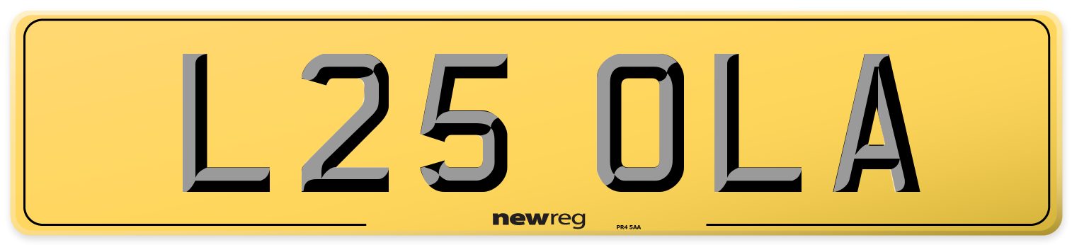 L25 OLA Rear Number Plate