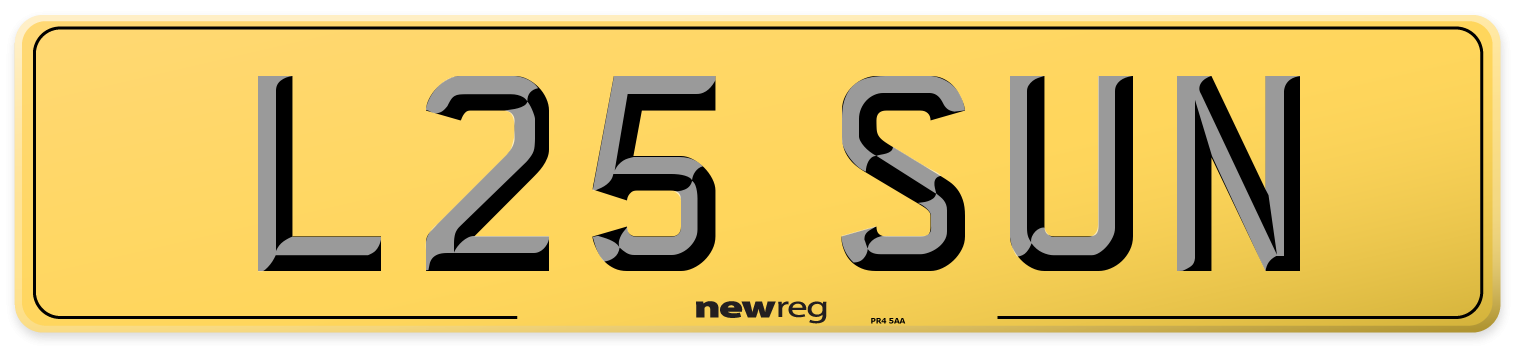 L25 SUN Rear Number Plate
