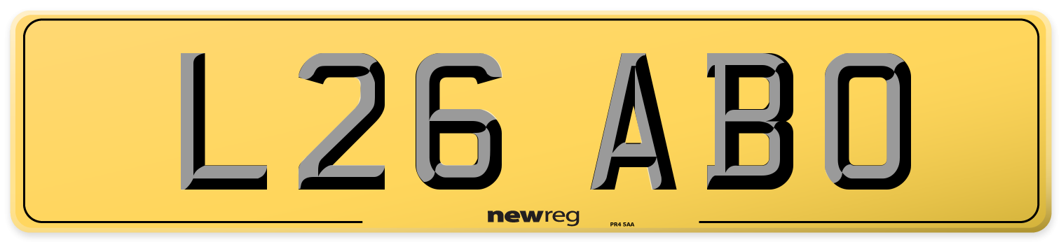 L26 ABO Rear Number Plate