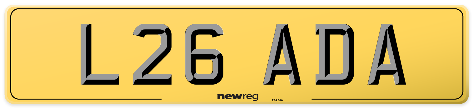 L26 ADA Rear Number Plate