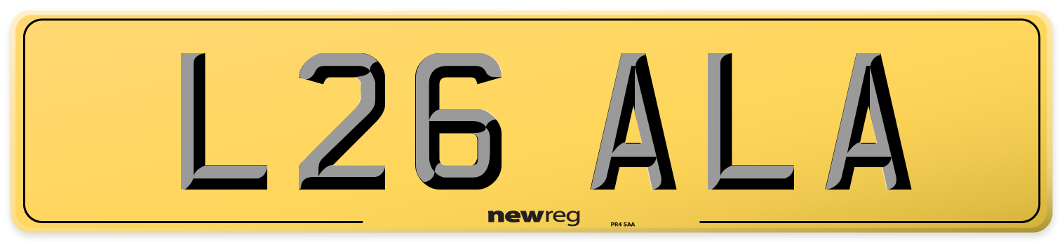 L26 ALA Rear Number Plate