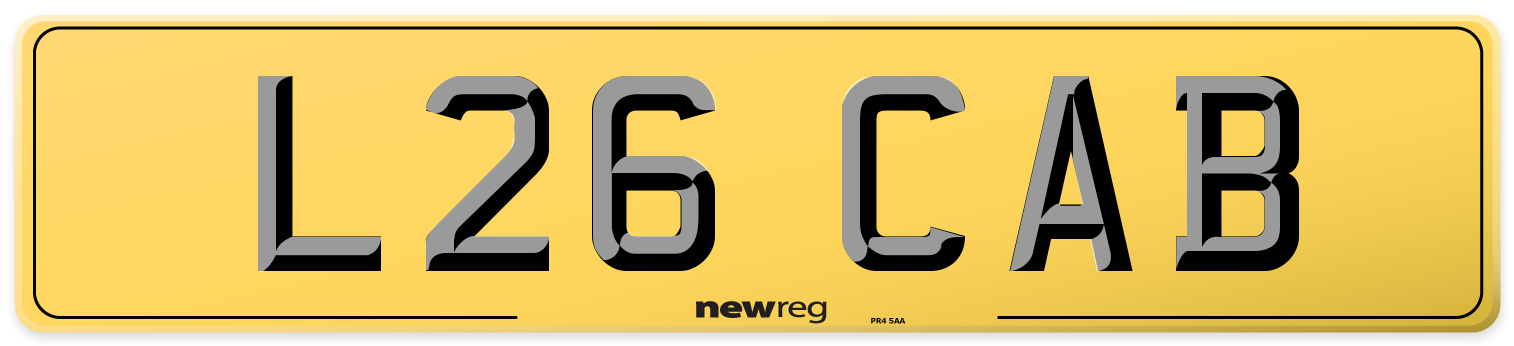 L26 CAB Rear Number Plate