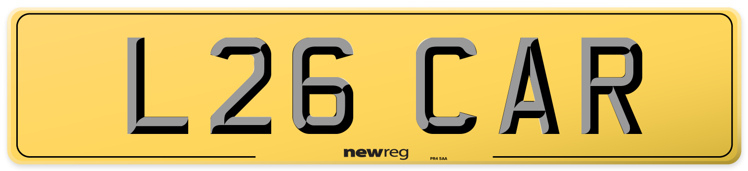 L26 CAR Rear Number Plate