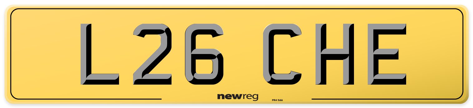 L26 CHE Rear Number Plate